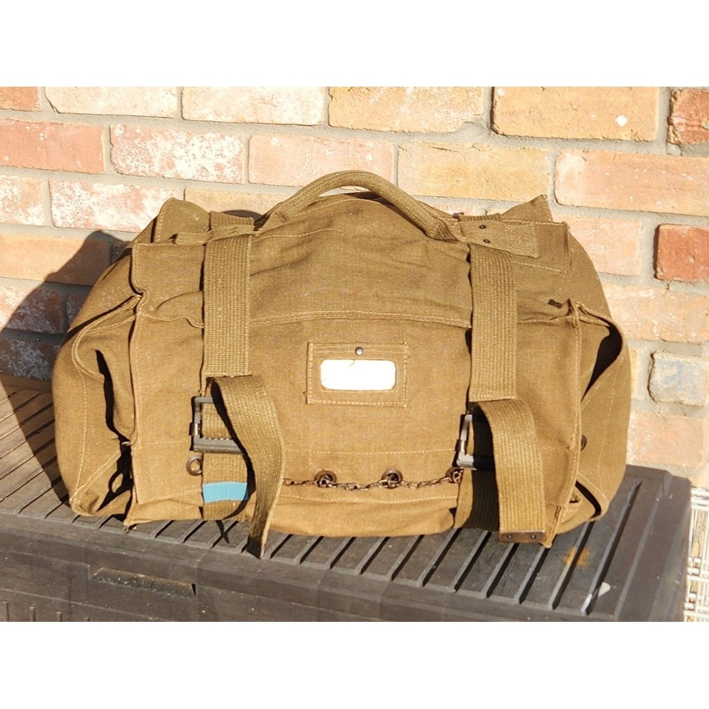 VYG Italian‎ Military Canvas Duffel Bag Olive Drab Utility Bag Chain Closure
